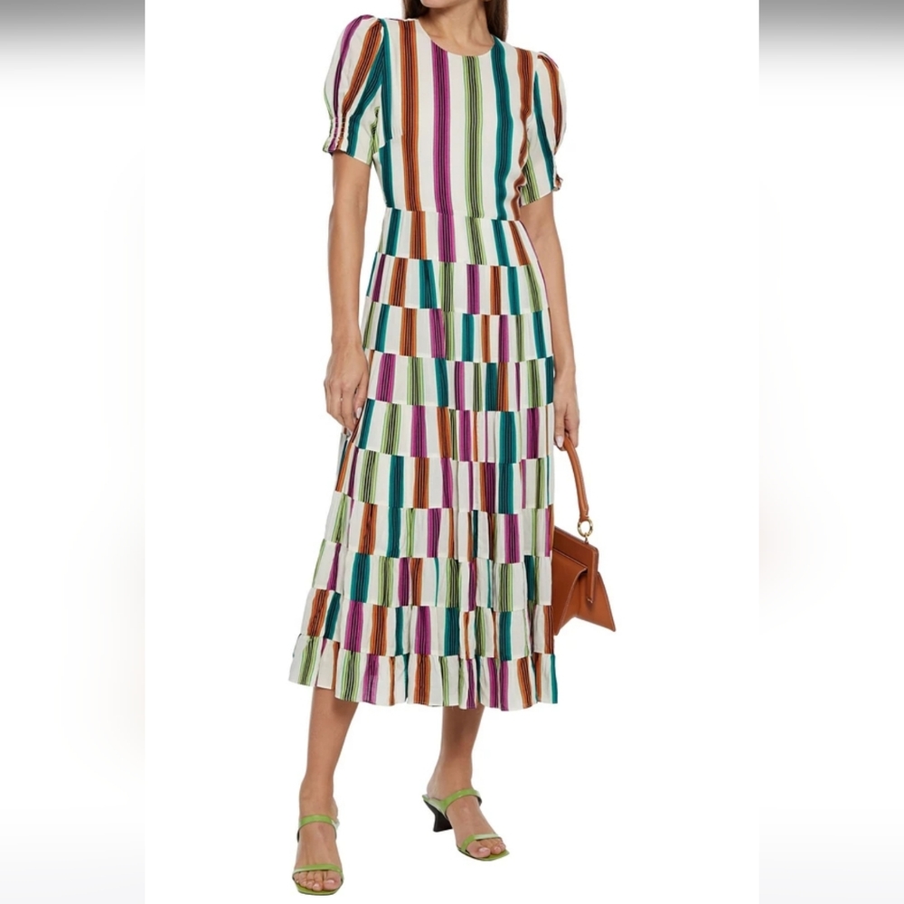 Diane Von Furstenberg Colorful Striped Backless Dress
